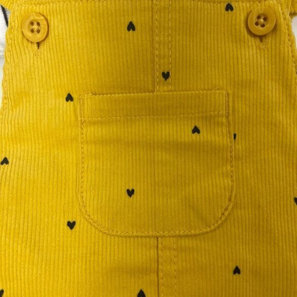 CARTER'S Baby Girl Dress Corduroy Long Sleeve Stripe 3 Piece Set Yellow 6 months - Picture 6 of 6